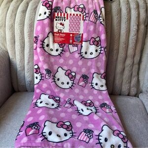 Hello Kitty Blanket -  Pink Polka Dot Plush Blanket with French Fries-